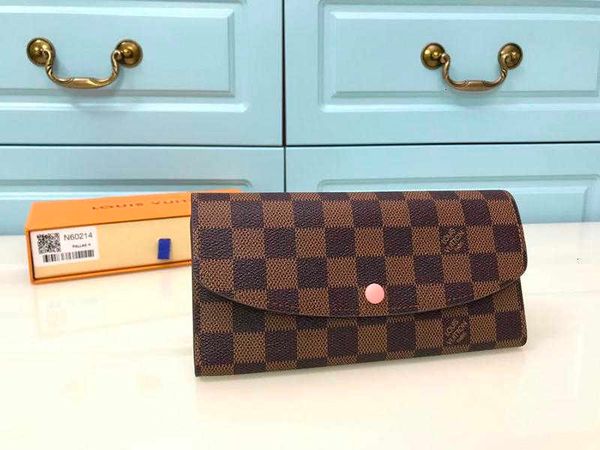 

purse brand designer luxury holders n60214 checkers emilie wallet cases leather compact long wallets chain wallet pouches key card, Black;red