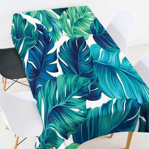 

table cloth tropical green leaves tablecloth for wedding decoration waterproof oil proof dressing cover rectangular tablecloths