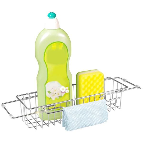 

kitchen storage & organization sink rack, caddy with towel drying basket dishcloth hanger