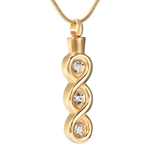 

pendant necklaces cremation jewelry for ashes stainless steel infinity memorial urn necklace with crystal keepsake, Silver