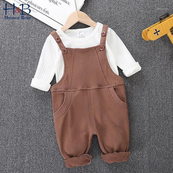

clothing sets humor bear children clothes set spring& autumn boy long-sleeved +overalls pants 2pcs casual toddler kids1, White