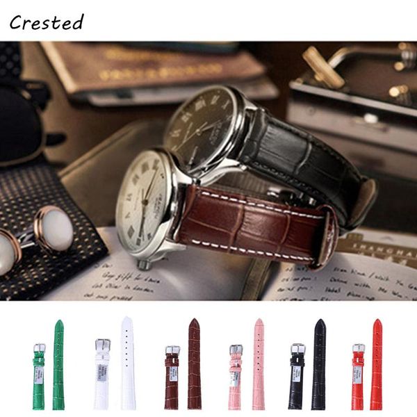 

watch bands crested genuine leather watchband strap band bracelet & 22mm/20mm/18mm wrist belt men/women accessories, Black;brown