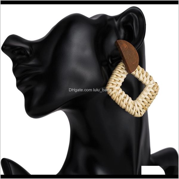 

charm jewelry drop delivery 2021 rattan woven multilayer exaggerated geometric female earrings bohemian style oepl7, Golden