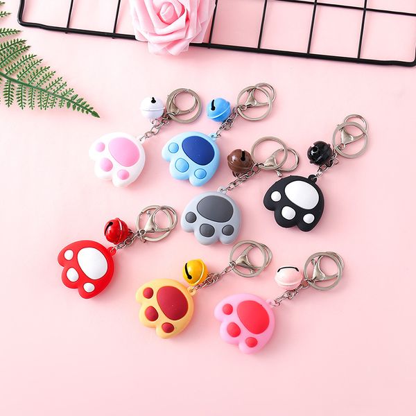 2022 New Kawaii Cats Paw Chaveiro Cartoon Três - Dimensional Soft Plastic Car Pingente Chaveiros Crianças Best Keyring Presente