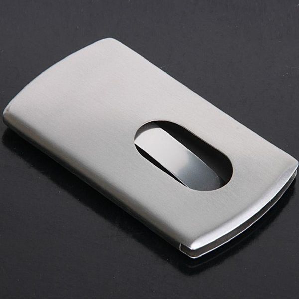 

card holders women men smooth sliding hand push durable office id travel storage portable metal business case, Brown;gray