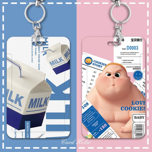 

cartoon sliding cover bus card keychain anti-lost creative fashion badge creative key ring, Silver