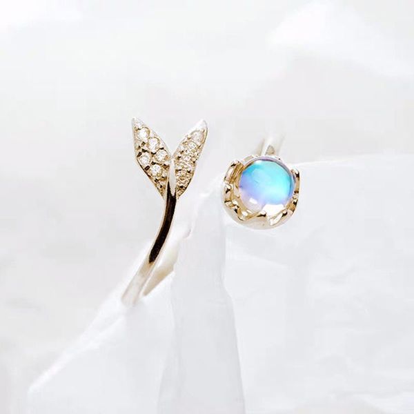 

cluster rings fashion mermaid tail ring for women statement jewelry finger fish anillos, Golden;silver
