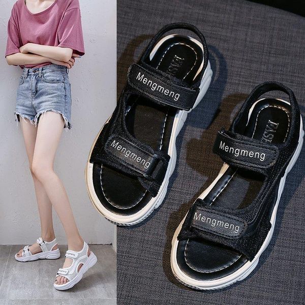 

dress shoes cogoxo 2021 women wedge heel cake thick bottom sandal sports sandals female casual beach peep-toe mesh, Black