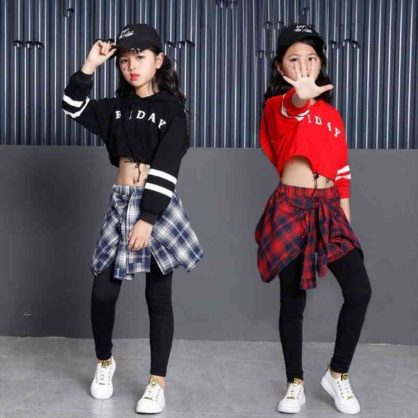 

childrens sports suits cotton clothing korean fashion hip hop streetwear teenage girls hoodies sweatshirt plaid skirt pants, White