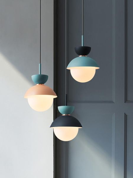 

nordic small chandelier creative personality macaron lamp bedroom bedside hanging light pendant lamps