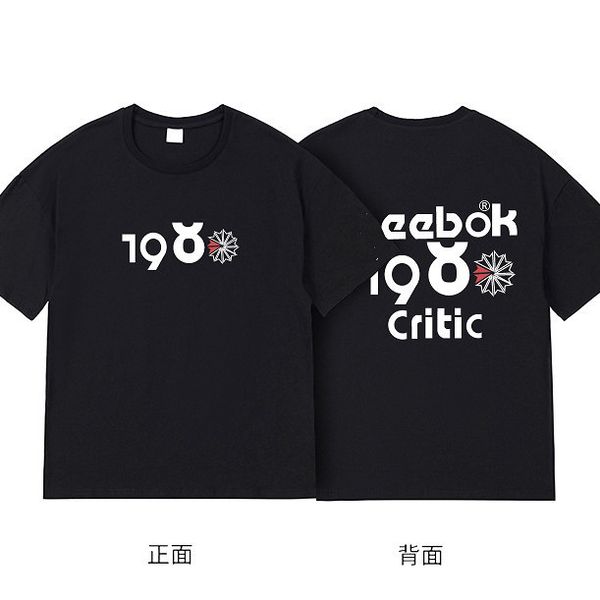 

men's and women's summer cotton short-sleeved loose round neck printed letters hip-hop t-shirts, White;black