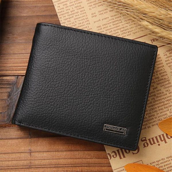 

luxury men's wallet leather solid slim wallets men genuine bifold short holders coin purses business purse1, Red;black