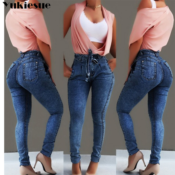 

2011Boyfriend Hole Ripped Jeans Women Pants Cool Denim Vintage Jeans For Girl High Waist Casual Pants Female Slim Jeans woman, Dark blue