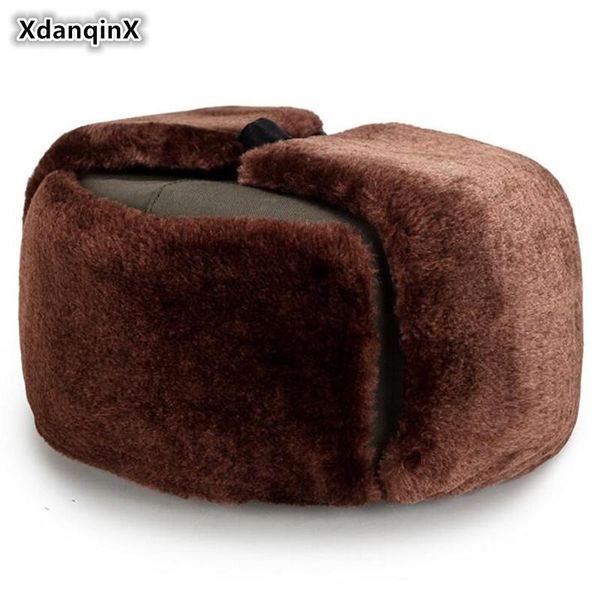 

berets xdanqinx 2021 winter warm earmuffs hat men's riding bomber hats velvet thicker men flat cap dad fur ski caps for middle-aged, Blue;gray