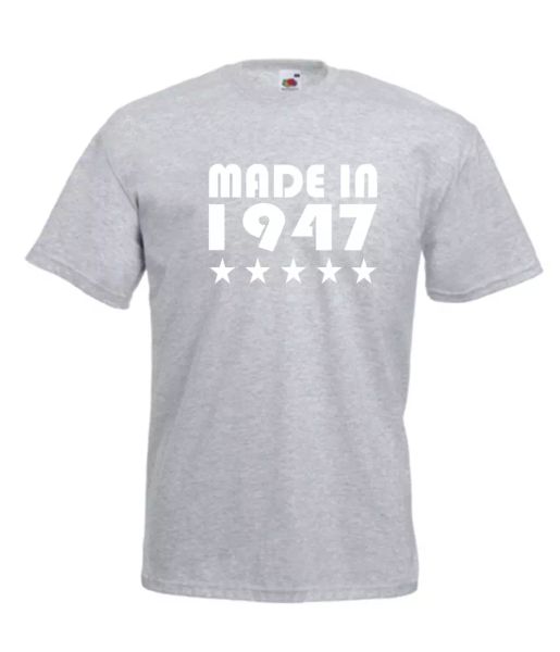 

made in star 1947 xmas idea mens women t shirts multi-color size s-2xl, White;black