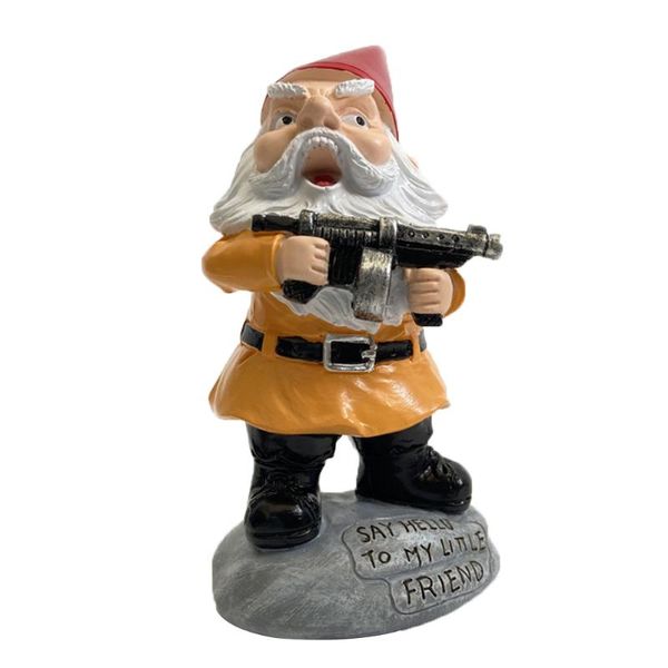 

dwarf resin doll gnome garden figurines courtyard landscape decoration sculpture take gun statue craft decorative objects &