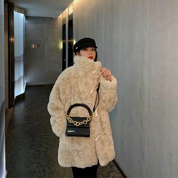 

women's fur & faux jacket women coat autumn winter berber fleece veste femme, Black