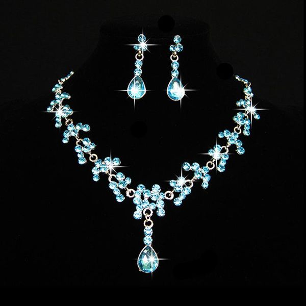 

earrings & necklace bridal wedding jewelry set rhinestone for party c44, Silver