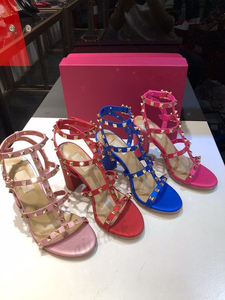 

2021 Designer Stud Sandals Genuine Leather Slingback Pumps Ladies Sexy summer High Heels 6.5cm Fashion Rivets Party Shoe, I need look other product