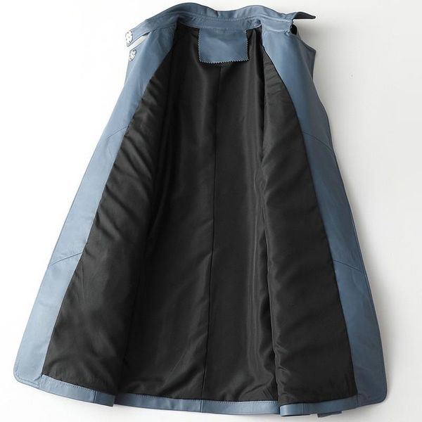 

women's leather & faux fashion women sashes belted sheepskin genuine jacket mid long coat office ladies slim fit trench, Black