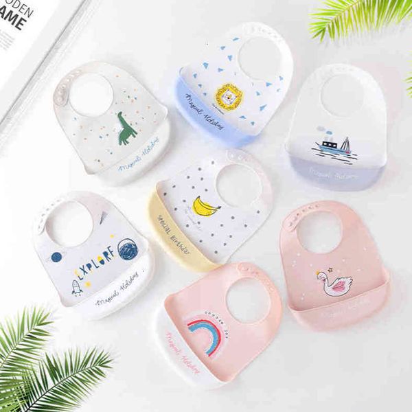 

baby silicone bib baby food bib children waterproof saliva pocket newborn food pocket washable can be customized xy01