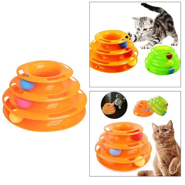 

cat toys pet crazy ball disk interactive amusement plate play disc trilaminar turntable two layer toy tower track dropship
