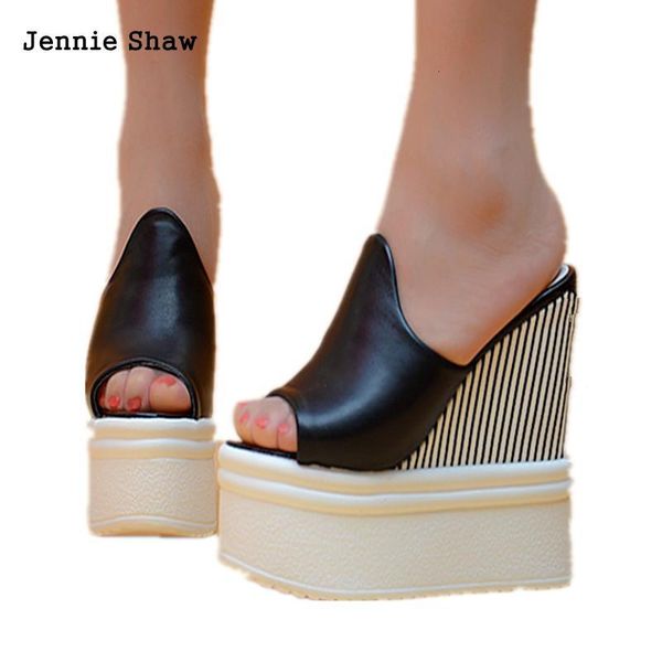 

zapatillas tacn alto de 14cm con punta abierta, sandalias a rayas, Black