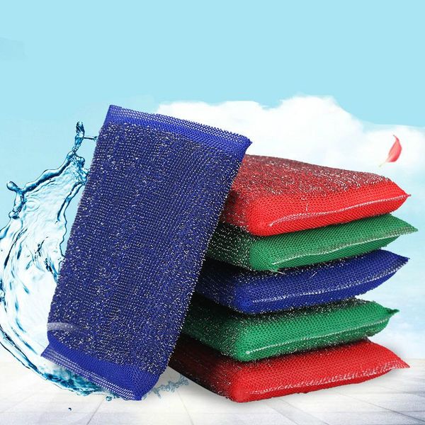 

cleaning cloths practical stainless steel wire sponge scouring cloth kitchen decontamination clean bowl/dish/pot brush household tool