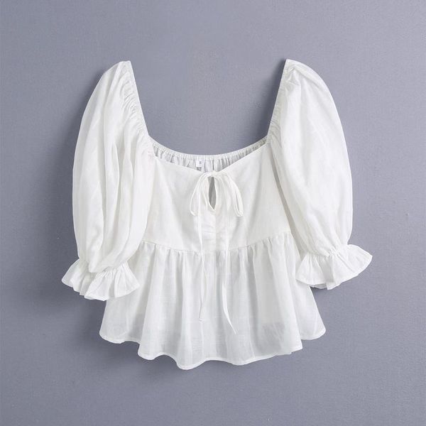 

women's polos jcÂ·kilig 2021 square neck bow linen b1614, White