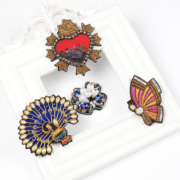 

pins, brooches hand embroidered butterfly/peacock interesting broth for coat shirt hat bag ornament broche 1order=1pc(don't washing), Gray