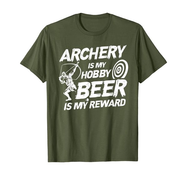 

archery is my hobby beer is my reward t-shirt hunter gift, White;black