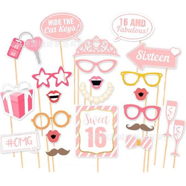 

party decoration sweet 16th birthday po booth props 16 balloon decorations pink girl pt37