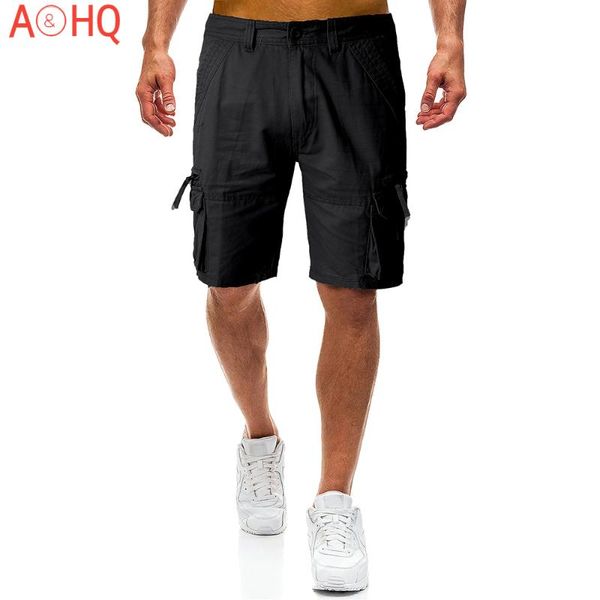 

men's shorts summer pants cotton men cargo multi-pockets casual work knee length bermudas plus size high quality, White;black
