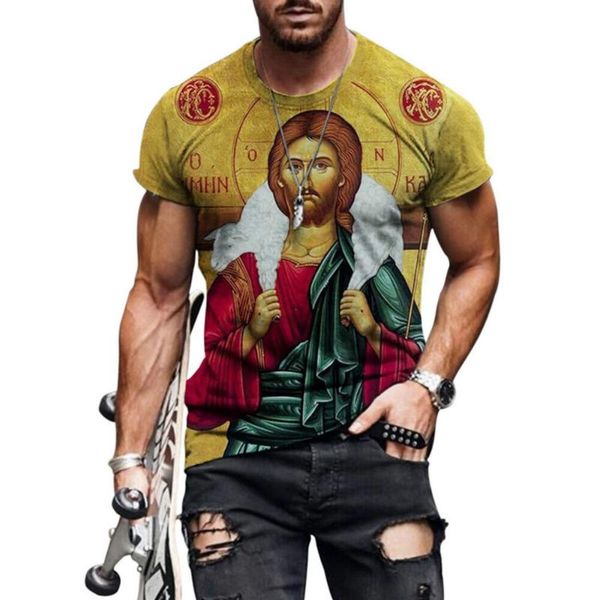 

men's t-shirts european and american short-sleeved 3d printed t-shirt retro oversized clothing harajuku print summer style 2021, White;black