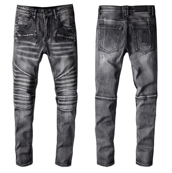 Стильные мужские дизайнерские джинсы модные темпераменты мотоциклета для мотоциклетных джинсов для мужчин хип -хоп.