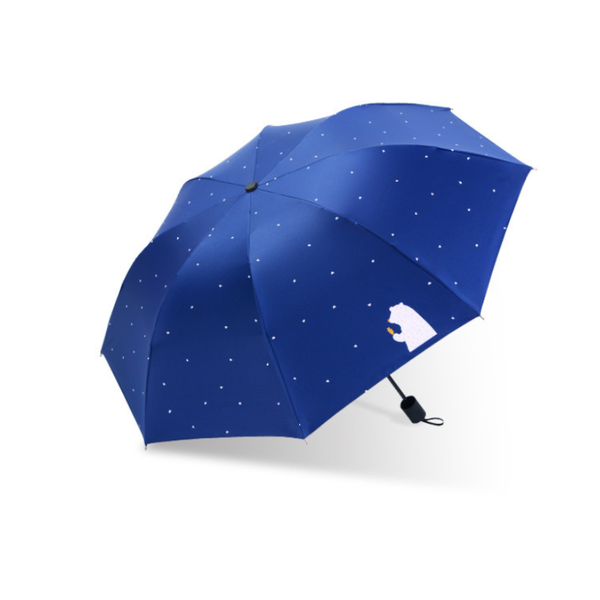 

umbrellas ins cute sunny and riany 3 floding blackcoating blue white bear umbrella