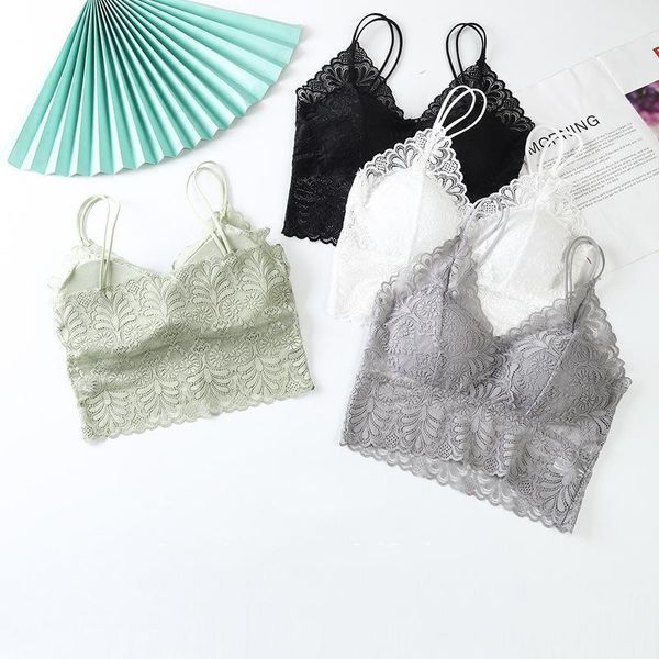 

bustiers & corsets lace women crop mesh bralettle skin-friendly soft breathable underwear non-adjusted-straps tube, Black;white