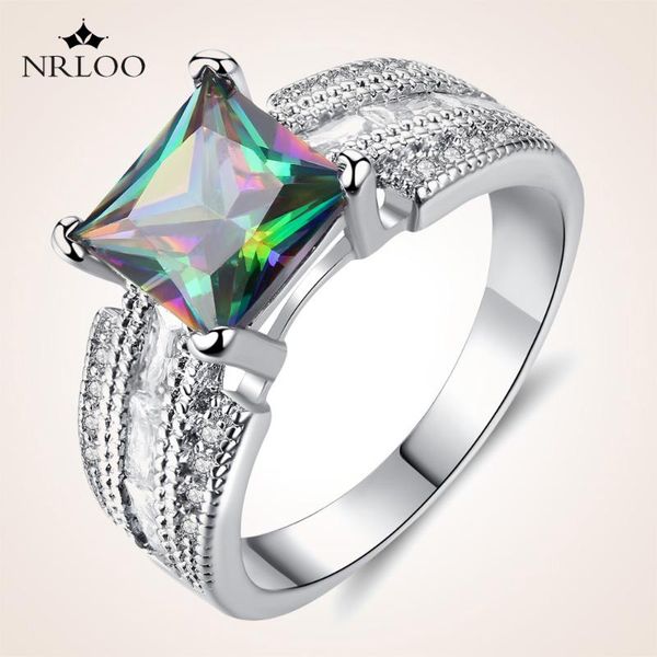 

wedding rings beautiful large natural gemstone promise for women jewelry unique zircon silver ring engagement gifts ladies, Slivery;golden