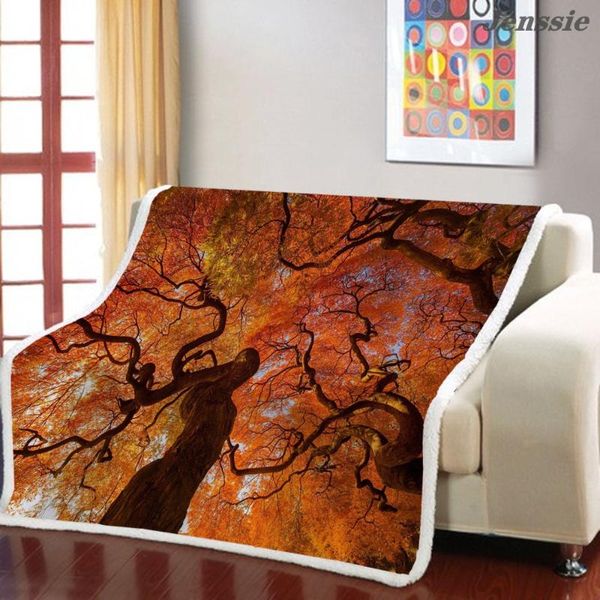 

blankets 3d towering trees printed plush throw blanket forest deciduous scenery sherpa fleece square for home bed sofa