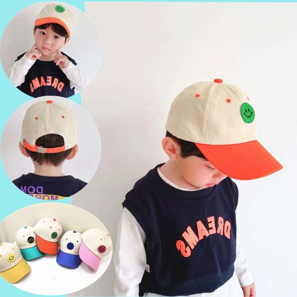 

korean candy color children's letter embroidery boys and girls baseball cap leisure travel baby sun hat, Yellow