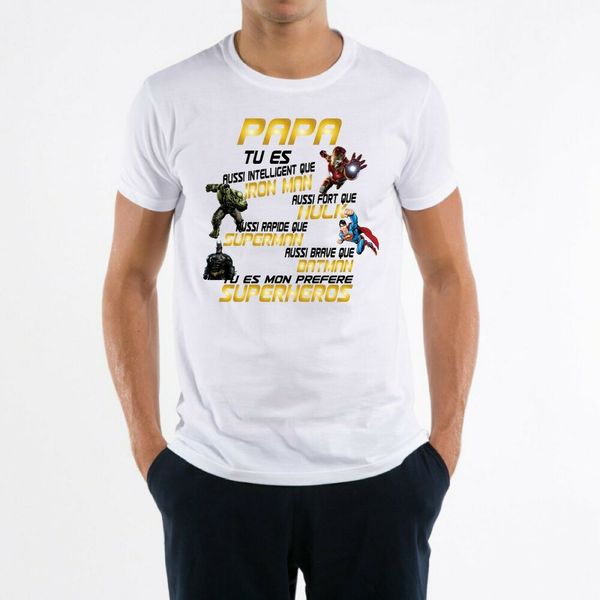 

mens t-shirt dad father super heros, White;black