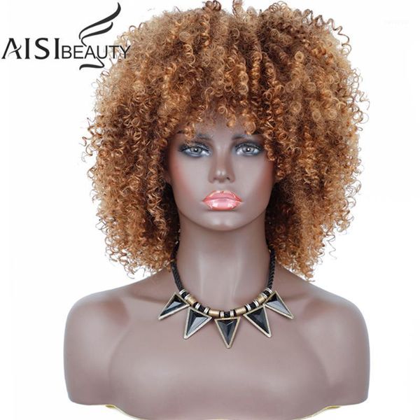 

synthetic wigs short afro kinky curly with bangs for black women black/brown glueless cosplay wig heat resistant1