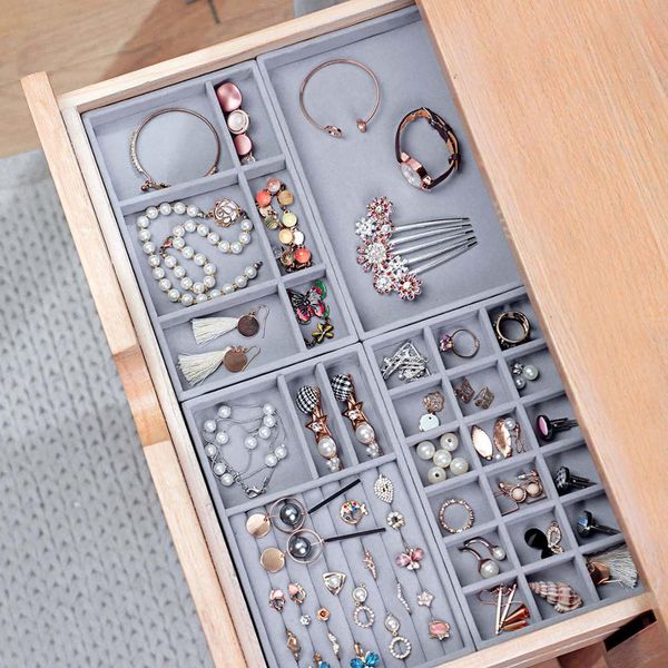 

4pcs/ot jewery organizer vevet jewery storage tray dispay ring braceet neckace storage box showcase der organizer