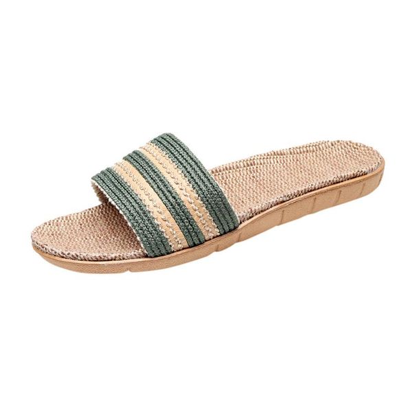 

women summer fashion casual home round toe slippers beach stripe solid color outdoor leisure anti-skidding shoes, Black