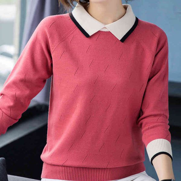 

women's sweaters shintimes turn-down collar long sleeve contrast color pullover sweater knitted women fall winter elastic womens pullov, White;black