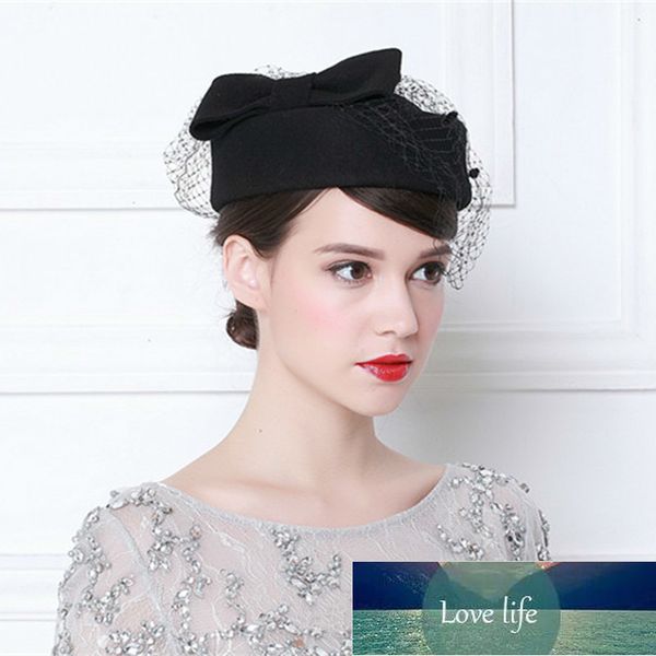 

vintage french wool women beret winter felt hat with bow flat hats lady stewardess cap fedoras chapeau femme feutre factory price expert des, Blue;gray