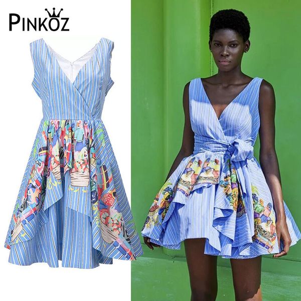 

runway designer style v-neck a-line party birthday mini dress for women lady school graduate dresses robe 210421, Black;gray