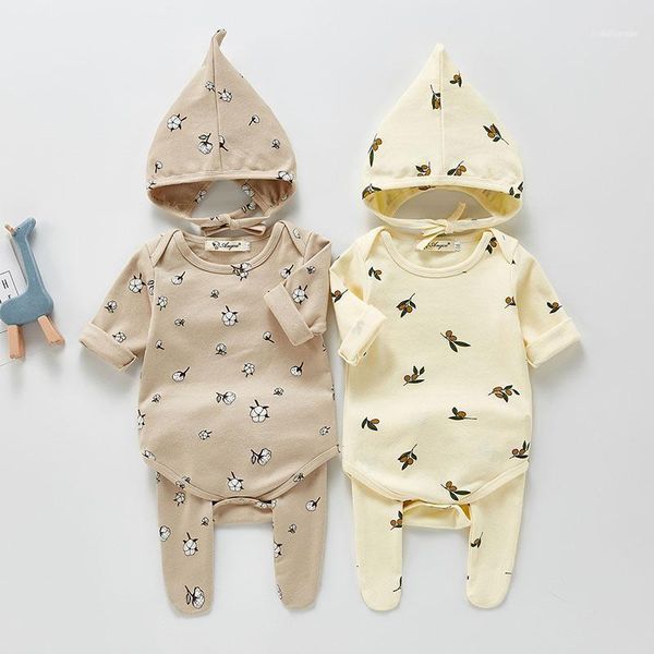 

clothing sets spring autumn children baby boys girls long sleeve printing rompers + pants hat suit 3pcs kids boy girl clothes1, White
