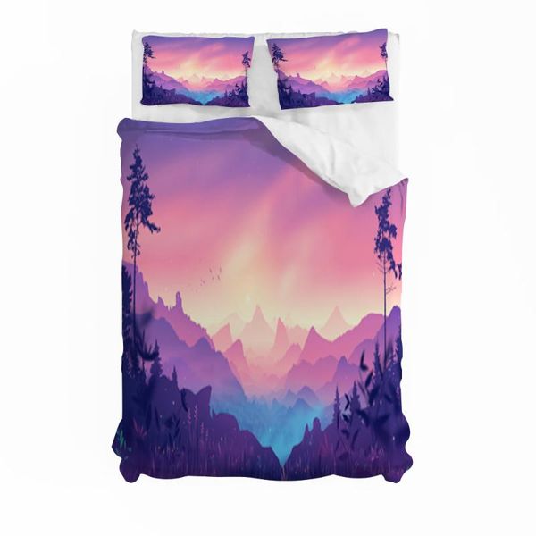 

bedding sets art mountain duvet cover natural scenery  king size sunset quilt girls bedroom set 2/3 piece