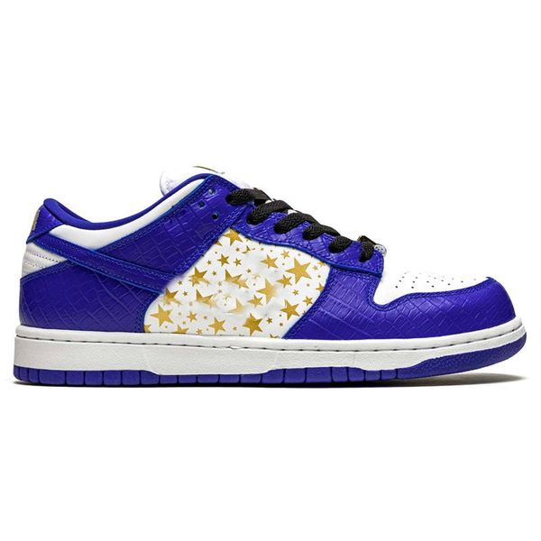 

sb low hyper blue flat shoes stars white metallic gold casual size with